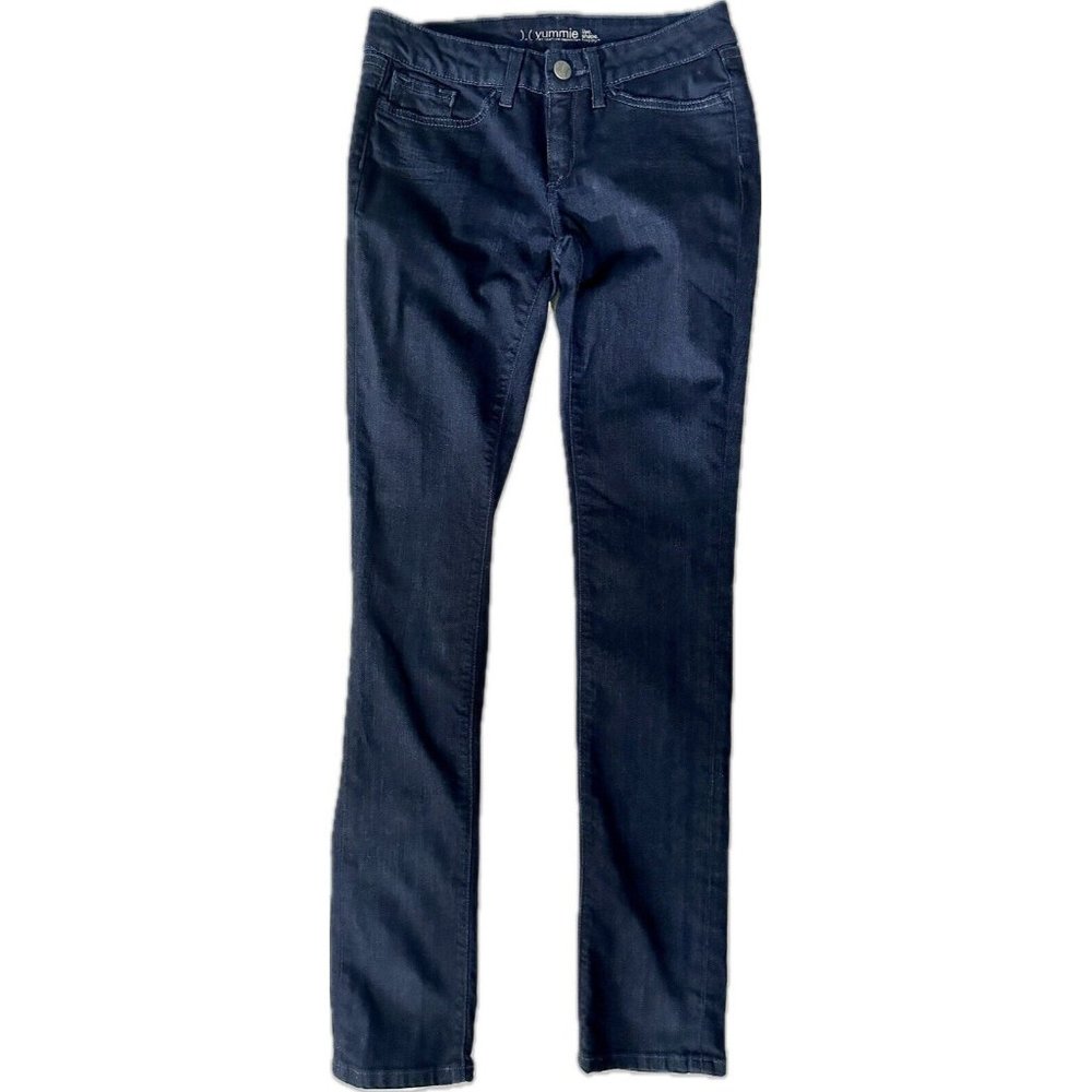 Yummie By Heather Thomson Made in Mexico Dark Denim Zip Up Jeans Size 27 Tall